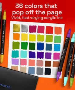 Alternative view of ARTISTRO Precision Dual-Tip Acrylic Paint Marker Pens - Set of 36 | Dot & Fine Tips for Fabric. Rock. Glass. Wood. & Coloring Books. Arts & Crafts Gift. Classroom Must Haves & School Supplies