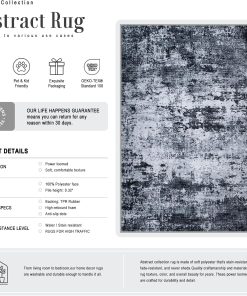Alternative view of 5x7 Area Rug Living Room: Modern Washable Indoor Carpet Black | For Bedroom Dining Room Farmhouse Nursery Hallway Office.Modern Abstract.Machine washable.Non-Slip.Stain Resistant.Indoor