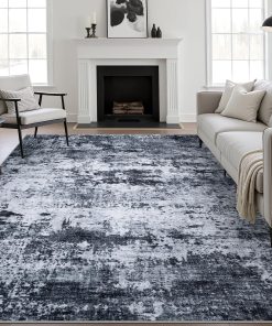 5x7 Area Rug Living Room: Modern Washable Indoor Carpet Black | For Bedroom Dining Room Farmhouse Nursery Hallway Office.Modern Abstract.Machine washable.Non-Slip.Stain Resistant.Indoor